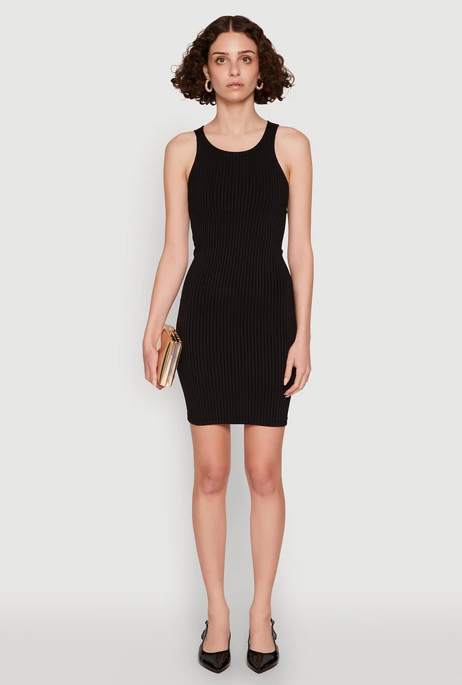 Womens Ribbed Knit Tank Mini Dress,