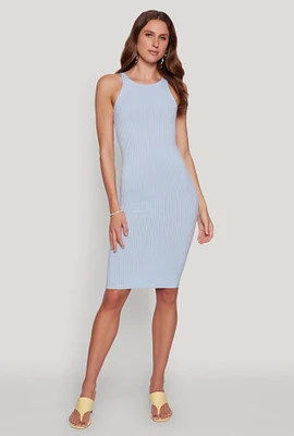 Womens Ribbed Knit Midi Tank Dress,