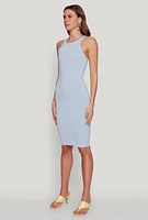 Womens Ribbed Knit Midi Tank Dress,