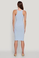 Womens Ribbed Knit Midi Tank Dress,