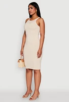Womens Ribbed Knit Midi Tank Dress,