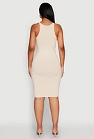 Womens Ribbed Knit Midi Tank Dress,