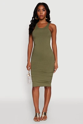 Womens Rib Knit Tank Midi Dress, M