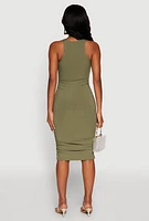 Womens Rib Knit Tank Midi Dress,