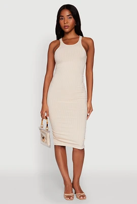 Womens Rib Knit Tank Midi Dress,