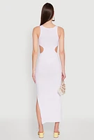 Womens Rib Knit Side Cut Out Maxi Dress, M