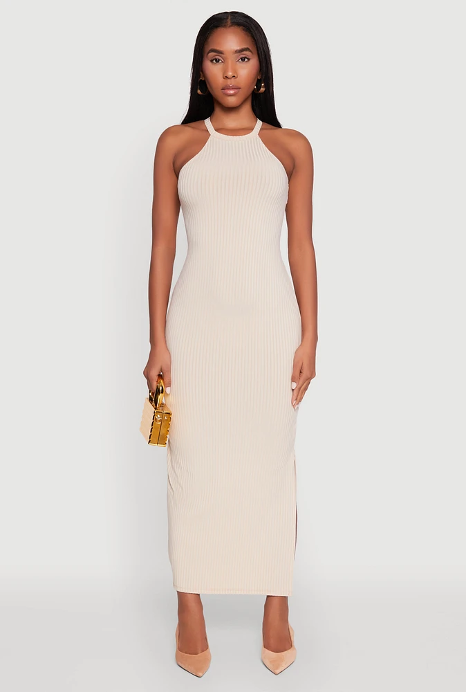 Womens High Neck Maxi Tank Dress,