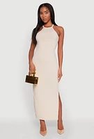 Womens High Neck Maxi Tank Dress,