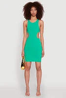 Womens Ribbed Knit Side Cut Out Mini Tank Dress, S