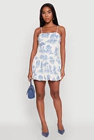 Womens Toile de Jouy Bubble Hem Dress, Multi,