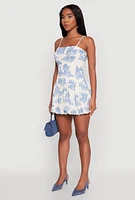Womens Toile de Jouy Bubble Hem Dress, Multi,