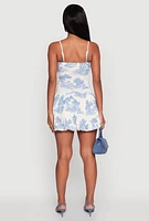 Womens Toile de Jouy Bubble Hem Dress, Multi,