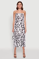 Womens Side Fringe Animal Print Tube Dress, Multi, Size M