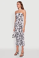 Womens Side Fringe Animal Print Tube Dress, Multi, Size M
