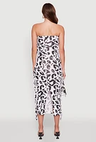 Womens Side Fringe Animal Print Tube Dress, Multi, Size M