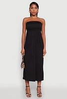 Womens Chic Soft Knit Ruched Midi Tube Dress,
