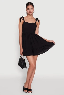 Womens Chic Sundress with Tie Straps and Sweetheart Neckline,