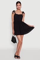 Womens Chic Sundress with Tie Straps and Sweetheart Neckline,