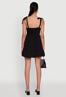 Womens Chic Sundress with Tie Straps and Sweetheart Neckline,