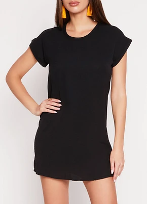 Womens Crepe Knit Short Sleeve Shift Dress,