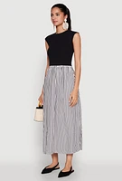 Womens Cap Sleeve Pinstripe Maxi Dress, Multi, Size S