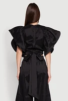 Womens Flutter Sleeve Crop Top,