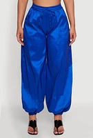 Womens High Waist Balloon Pants, Blue, Size S