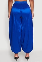 Womens High Waist Balloon Pants, Blue, Size S