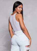 Womens Basic Scoop Neck Tank Bodysuit,