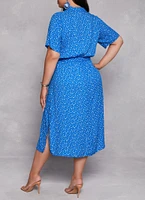 Womens Plus Floral Print Shirt Dress,