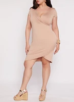Womens Plus Size Tulip Hem Midi Dress, Beige, Size 1X