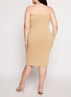 Womens Plus Basic Midi Tube Dress, 1X