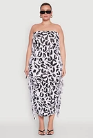 Womens Plus Size Patterned Fringe Side Tube Dress, Multi, Size 1X