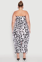 Womens Plus Size Patterned Fringe Side Tube Dress, Multi, Size 1X
