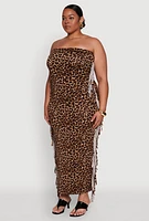 Womens Plus Patterned Fringe Side Tube Dress, 3X