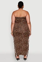 Womens Plus Patterned Fringe Side Tube Dress, 3X