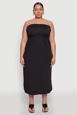 Womens Plus Soft Knit Empire Waist Maxi Tube Dress,