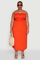 Womens Plus Soft Knit Empire Waist Maxi Tube Dress,
