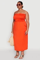 Womens Plus Soft Knit Empire Waist Maxi Tube Dress,