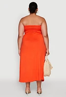 Womens Plus Soft Knit Empire Waist Maxi Tube Dress,