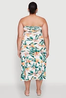 Womens Plus Size Floral Print Midi Tube Dress, Multi, Size 1X