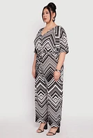 Womens Plus Chevron Pattern V Neck Jumpsuit, Multi,