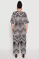 Womens Plus Size Chevron Pattern V Neck Jumpsuit, Multi, Size 1X