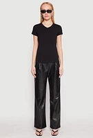 Womens V Neck Short Sleeve Tee, Black, Size XL