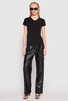 Womens V Neck Short Sleeve Tee, Black, Size XL