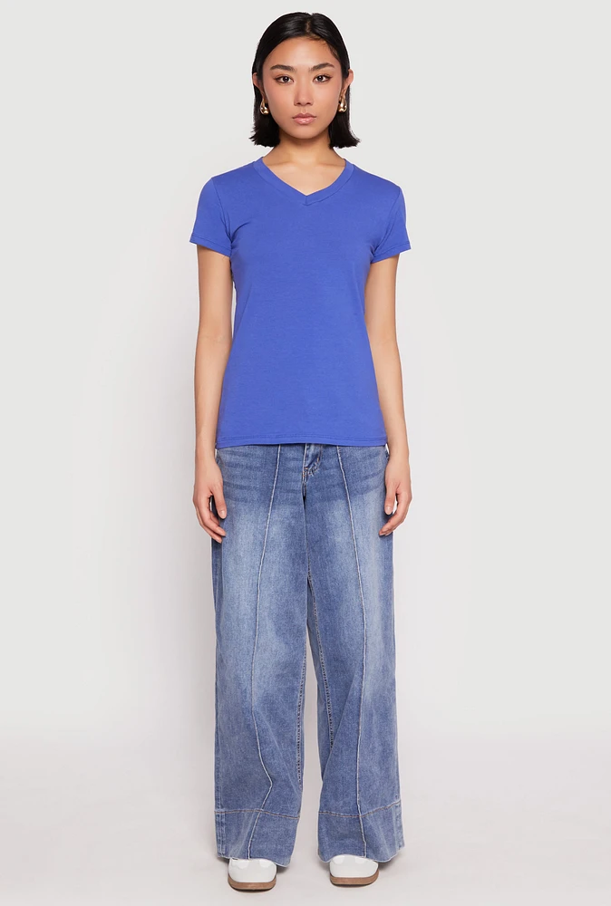 Womens V Neck Short Sleeve Tee,
