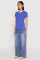 Womens V Neck Short Sleeve Tee,