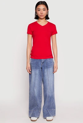 Womens V Neck Short Sleeve Tee,