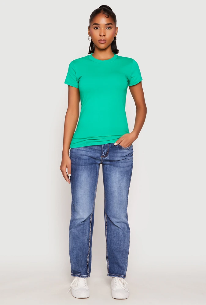 Womens High Neck Short Sleeve Tee,