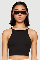 Womens Daisy High Neck Cropped Tank Top,